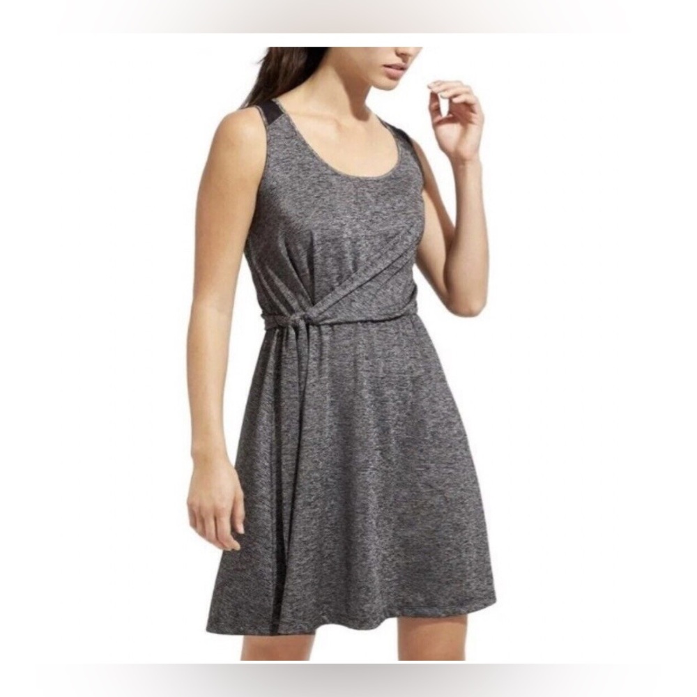 Athleta Sweet Saturday Heather Gray Sleeveless Tank Dress Tie Waist Size S